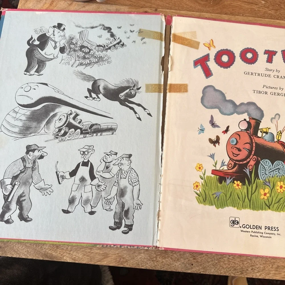 Vintage 1945 Golden Book TOOTLE train wt RARE Large 1st edition Acceptable-